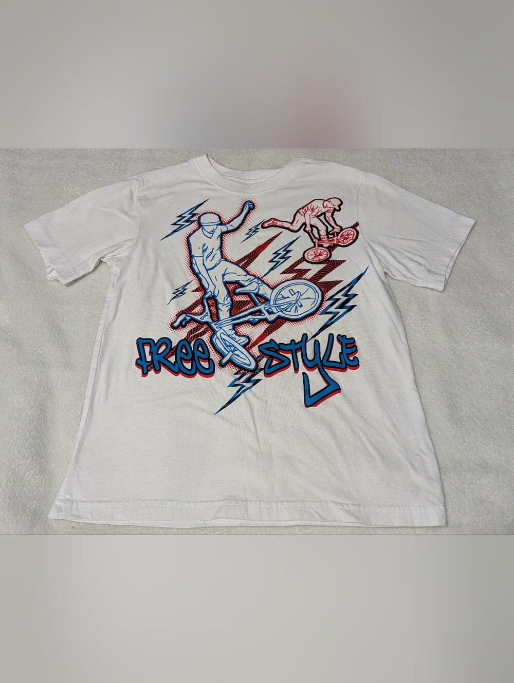 The Children’s Place Boy’s "Freestyle" BMX Bike Graphic Tee (White, Size M 7/8)